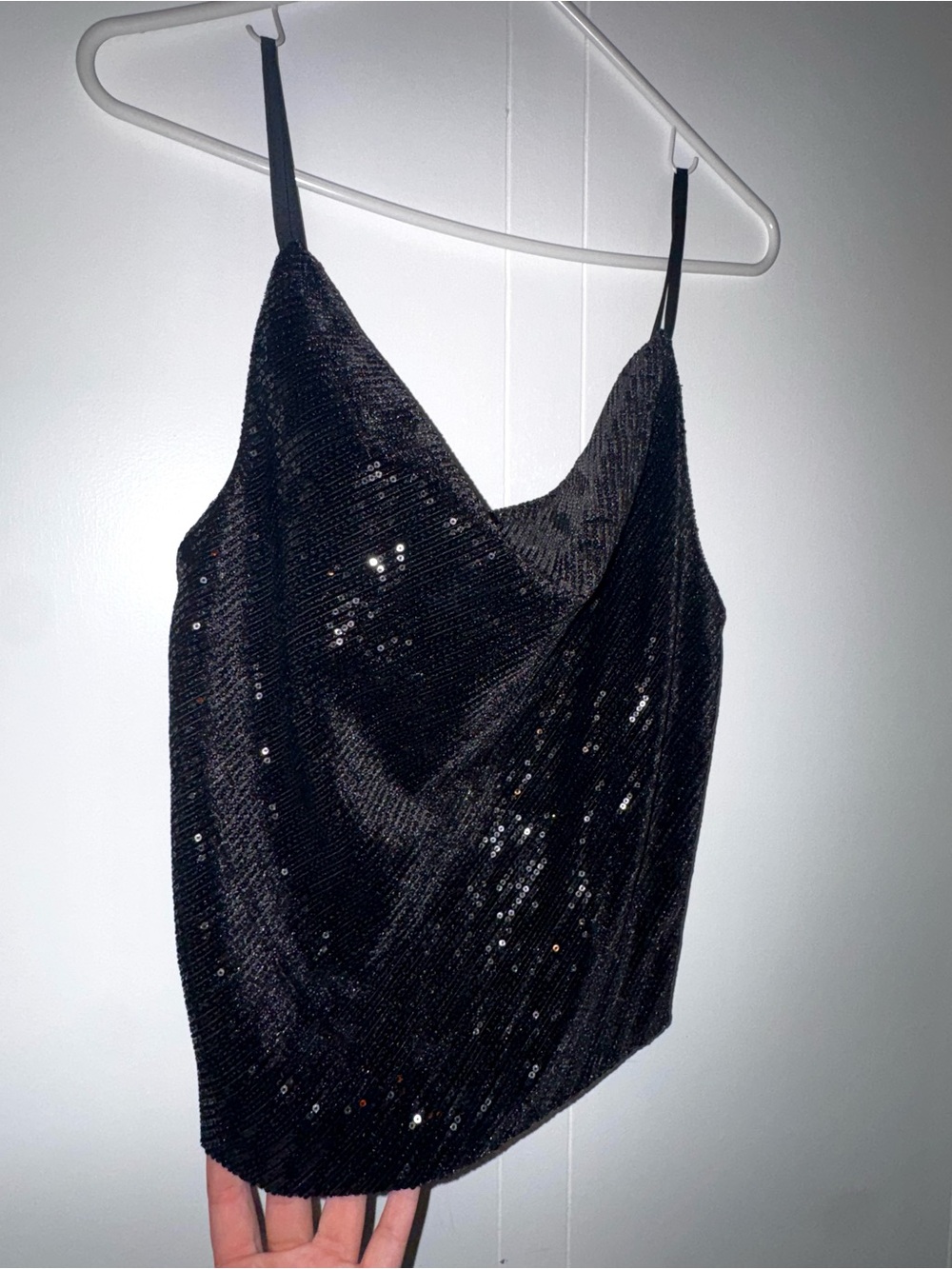 Glamorous Black Sequin Cowl Neck Camisole